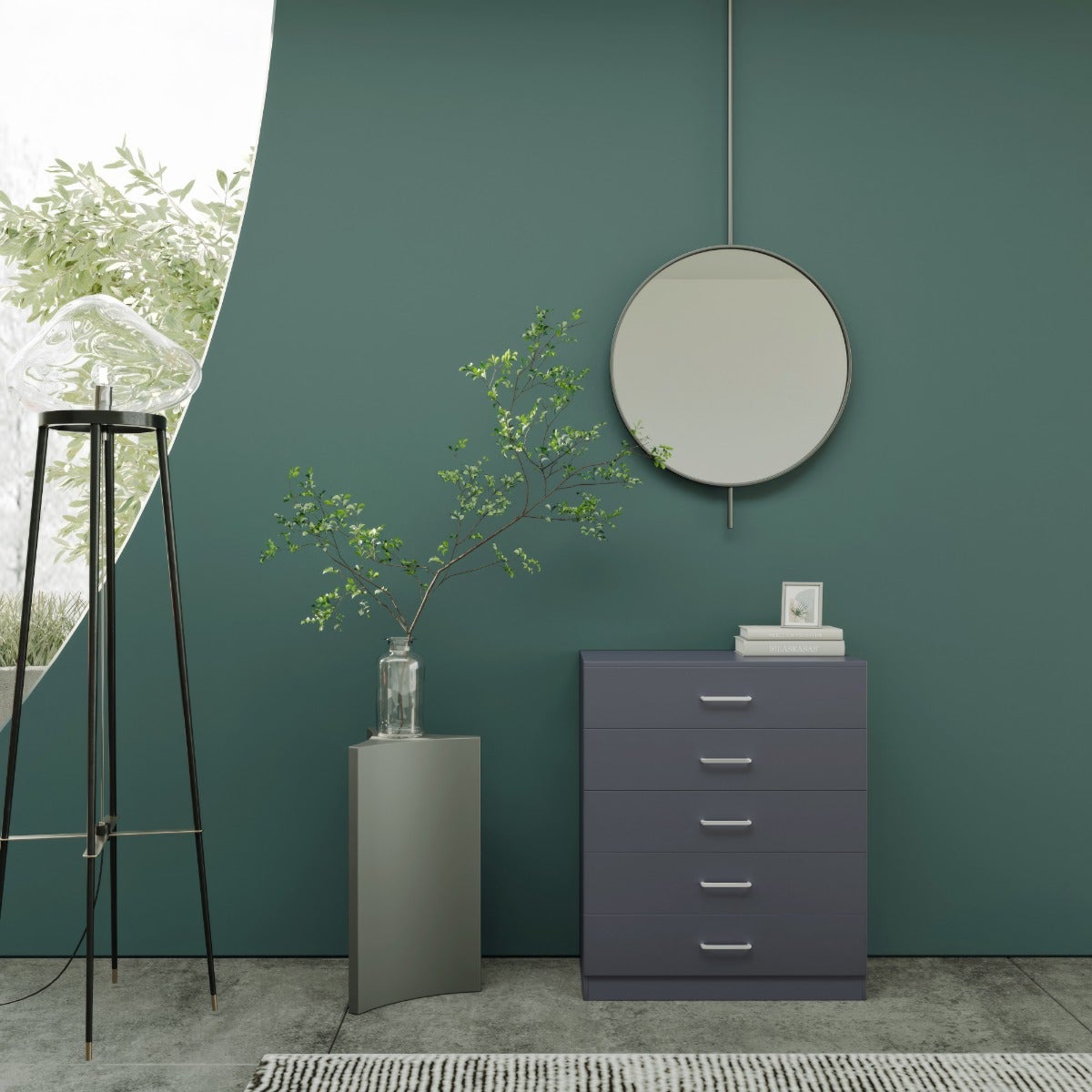 Dakota 5 Drawer Chest - Dark Grey - view 8