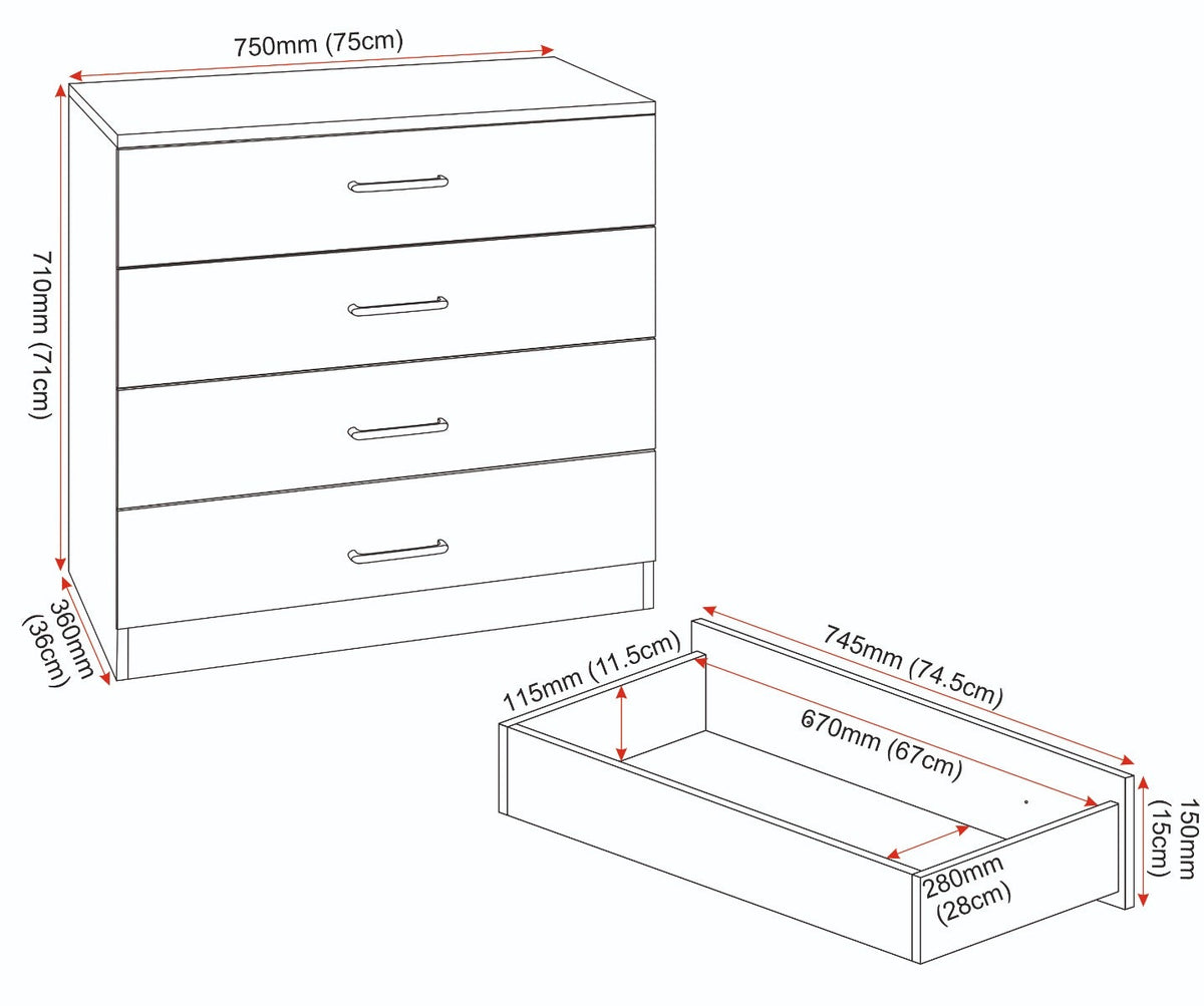 Dakota 4 Drawer Chest - Dark Grey - view 9