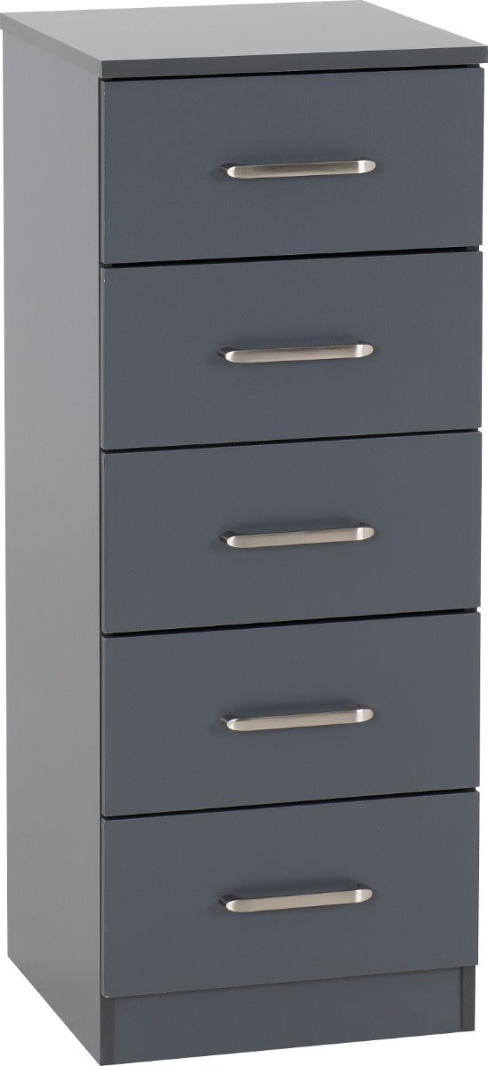 Dakota 5 Drawer Narrow Chest - Dark Grey - view 2