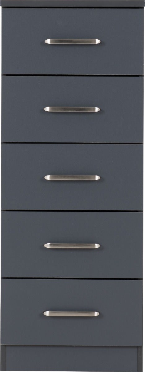 Dakota 5 Drawer Narrow Chest - Dark Grey - view 4