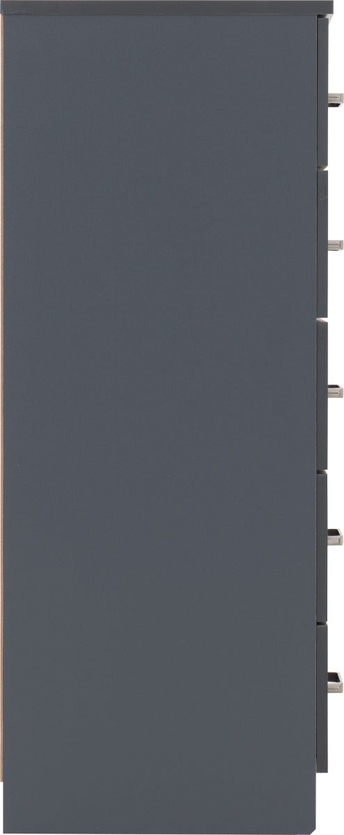 Dakota 5 Drawer Narrow Chest - Dark Grey - view 5