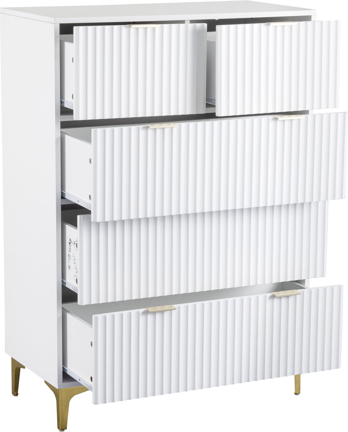 Miami 3+2 Drawer Chest - White/Gold - view 7