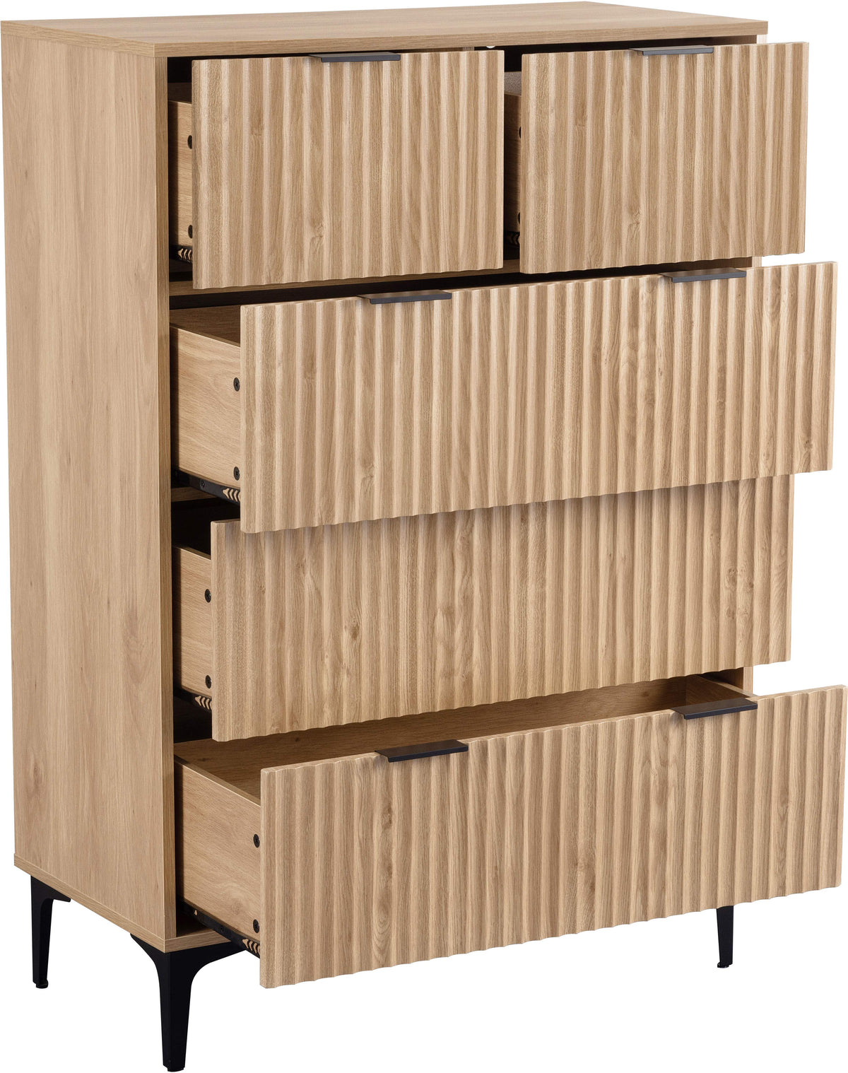 Miami 3+2 Drawer Chest - Oak Effect/Black - view 9