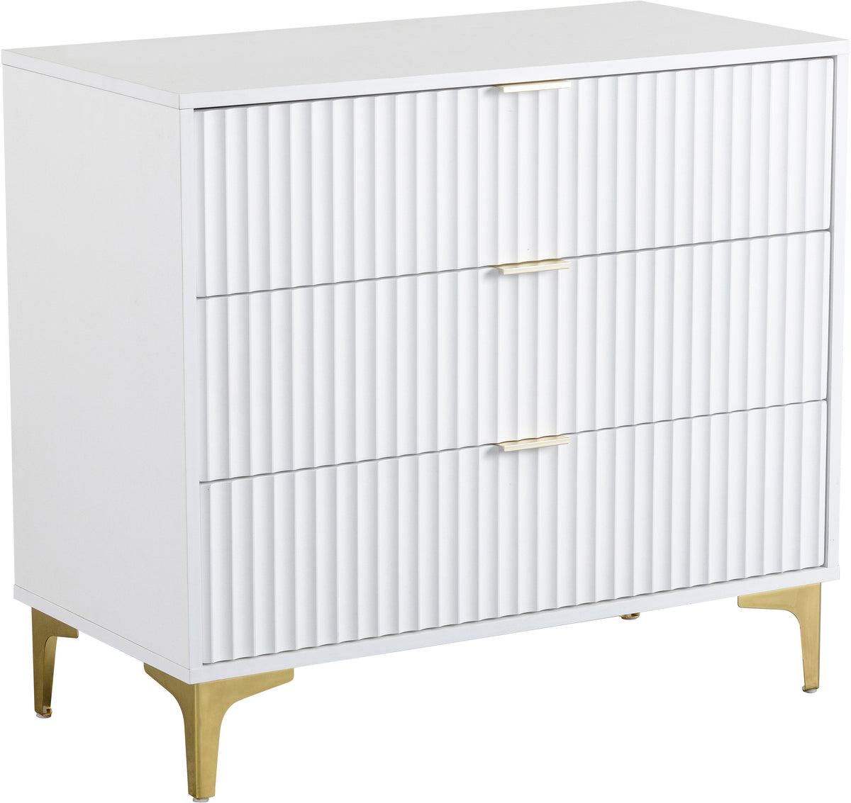 Miami 3 Drawer Chest - White/Gold - view 9