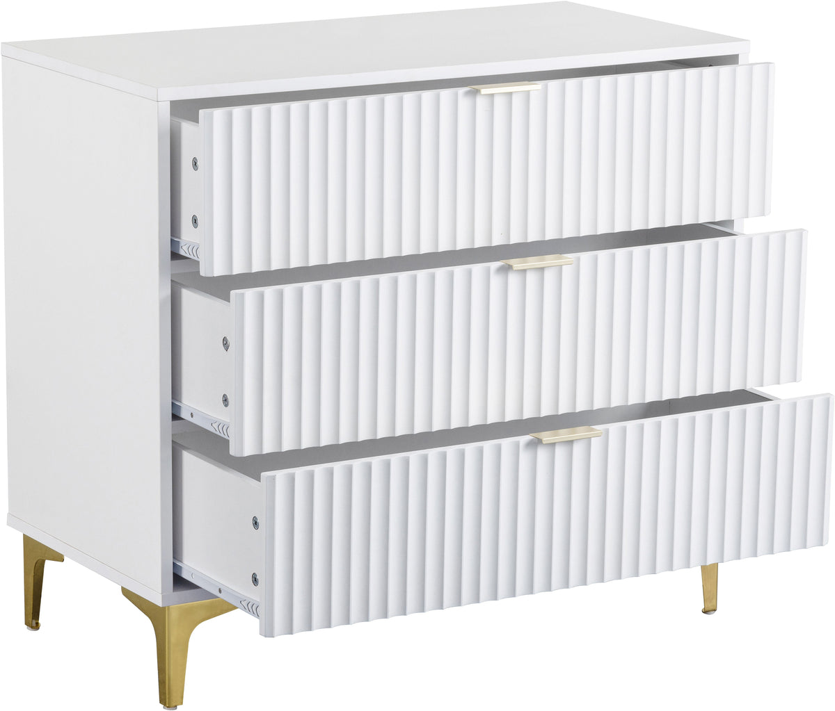 Miami 3 Drawer Chest - White/Gold - view 8