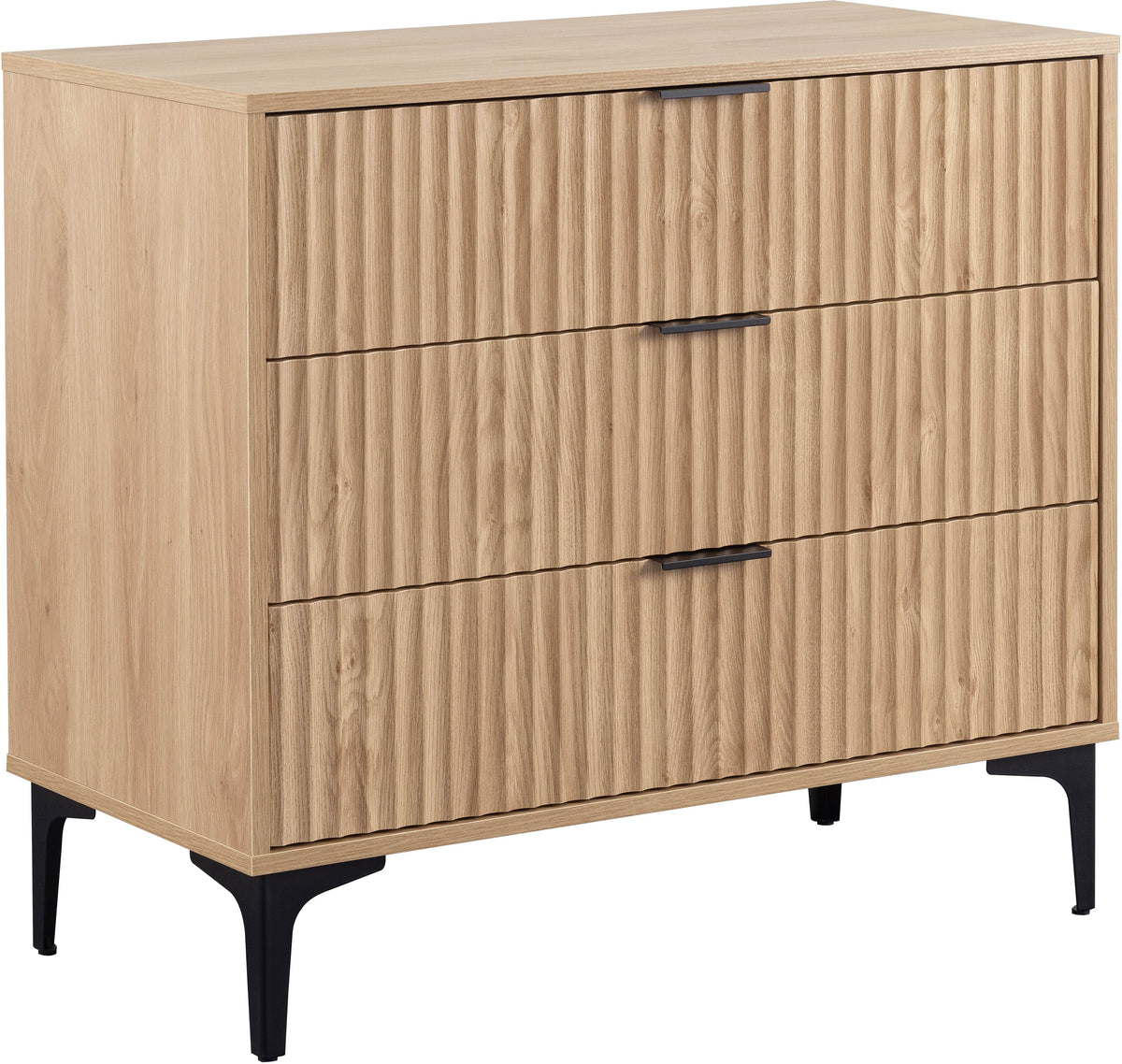 Miami 3 Drawer Chest - Oak Effect/Black - view 8