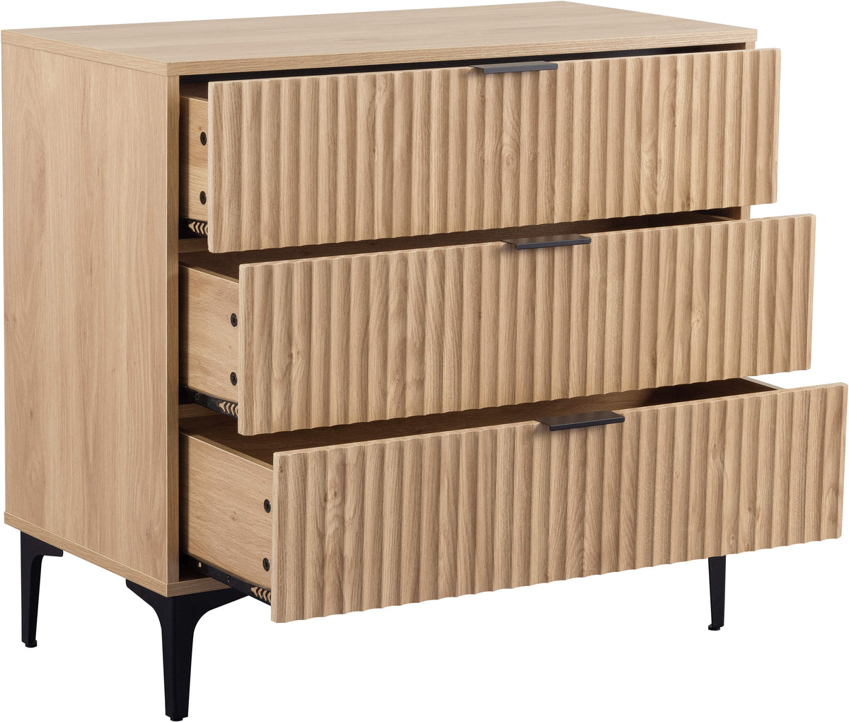 Miami 3 Drawer Chest - Oak Effect/Black - view 7