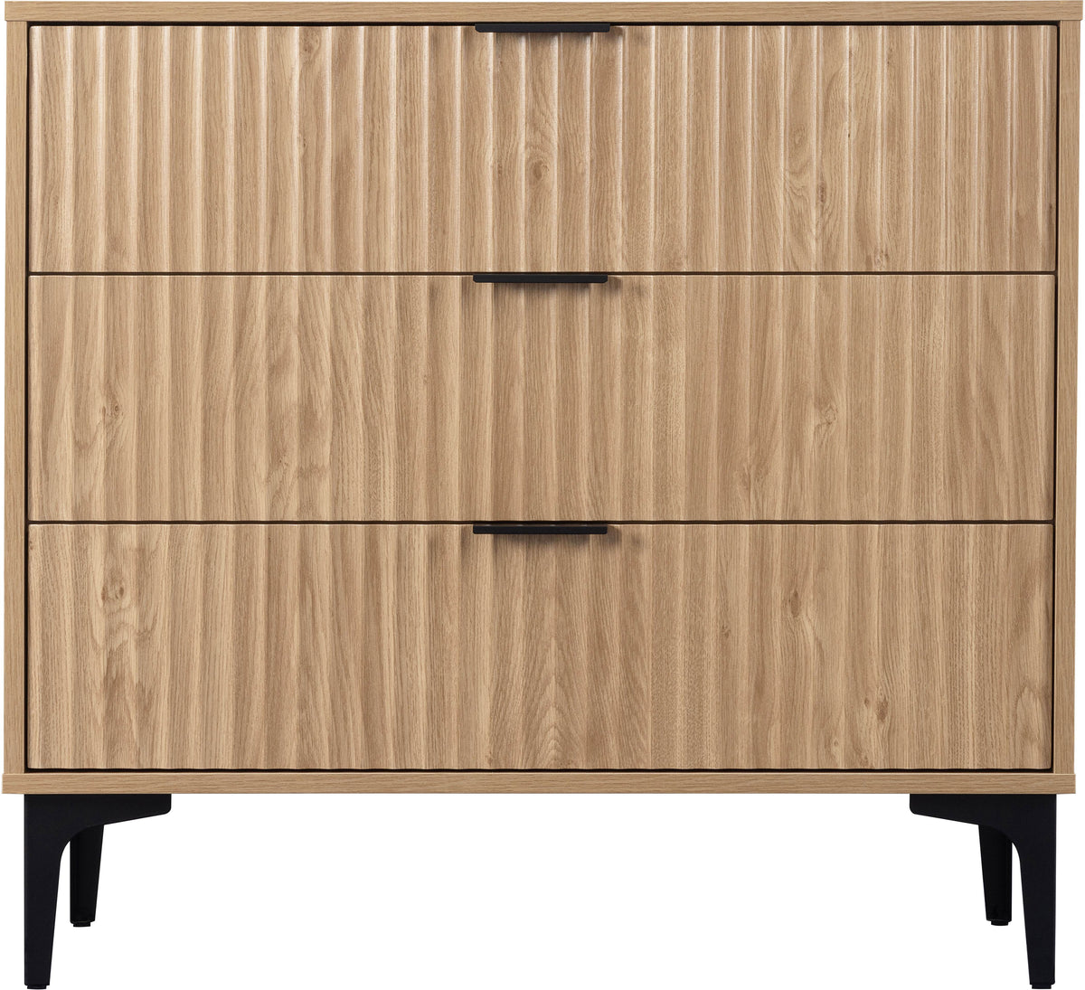 Miami 3 Drawer Chest - Oak Effect/Black - view 6