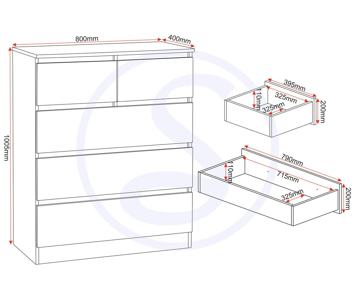 Malvern 3+2 Drawer Chest - Sonoma Oak Effect - view 3