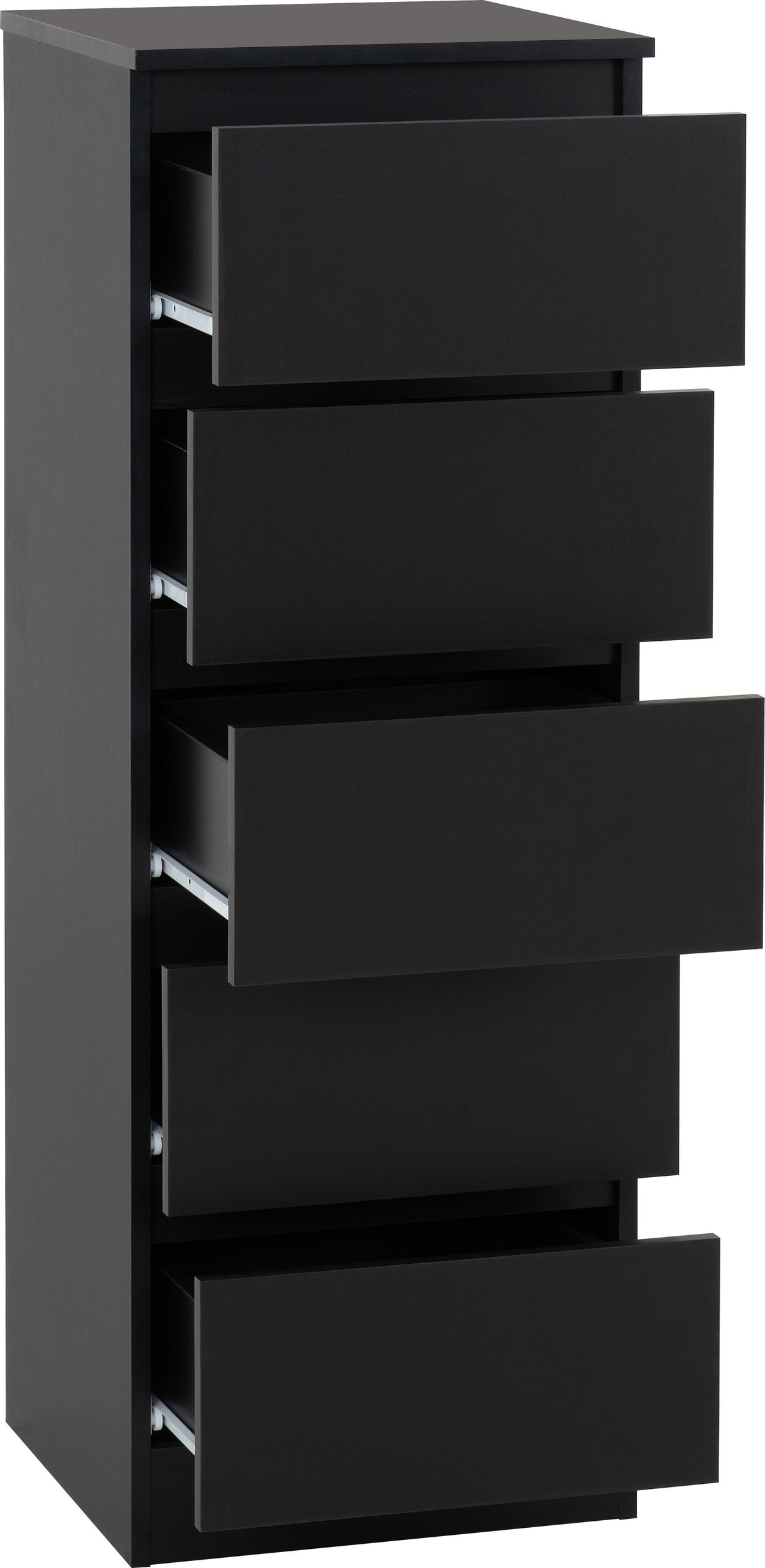 Malvern 5 Drawer Narrow Chest - Black - view 8
