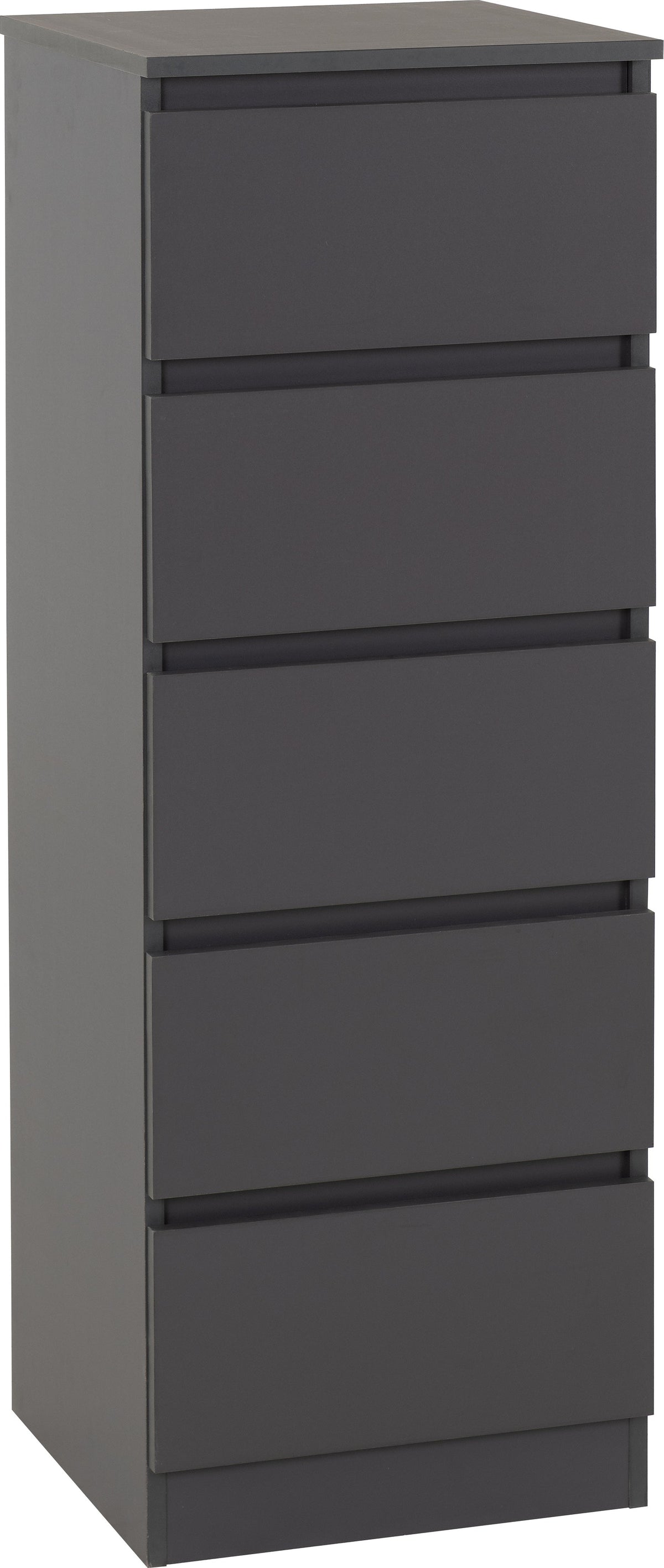 Malvern 5 Drawer Narrow Chest - Grey - view 9