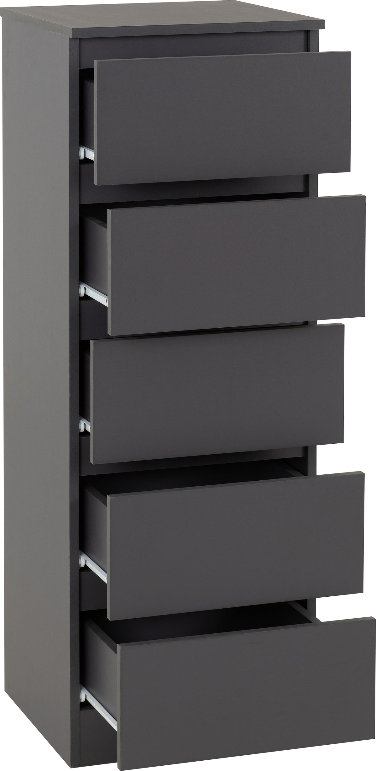 Malvern 5 Drawer Narrow Chest - Grey - view 8