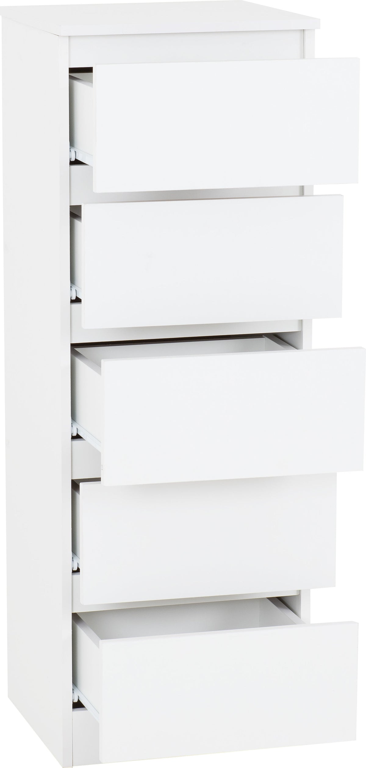 Malvern 5 Drawer Narrow Chest - White - view 8