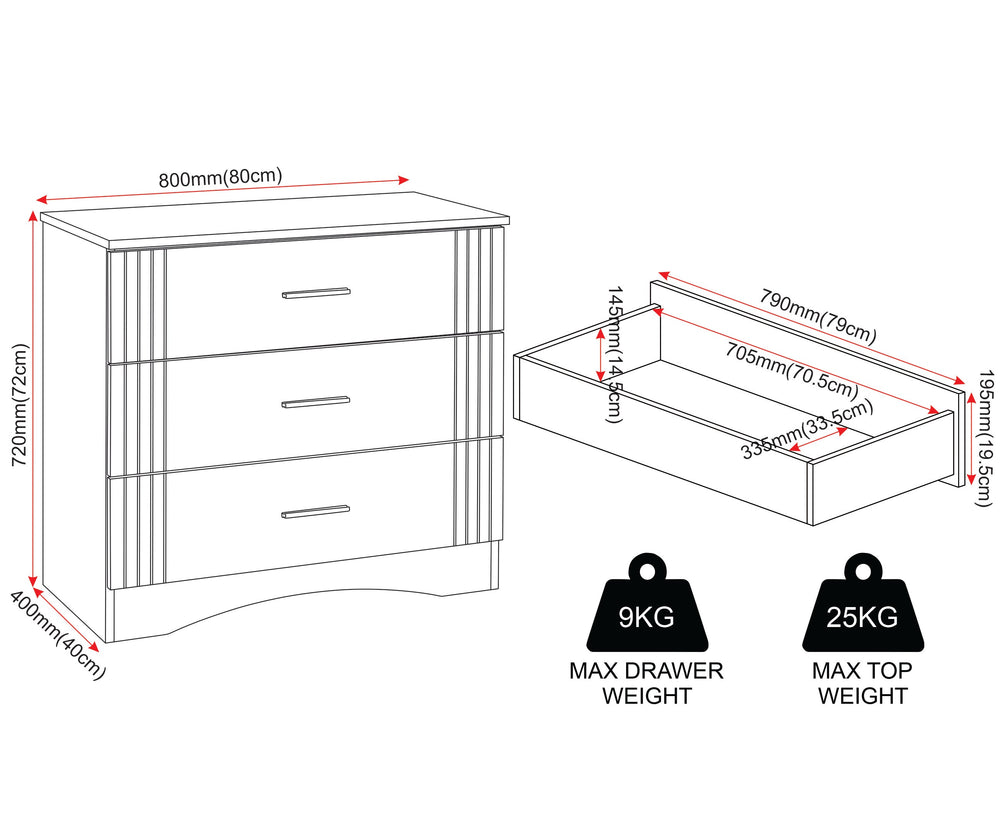 Tessa 3 Drawer Chest