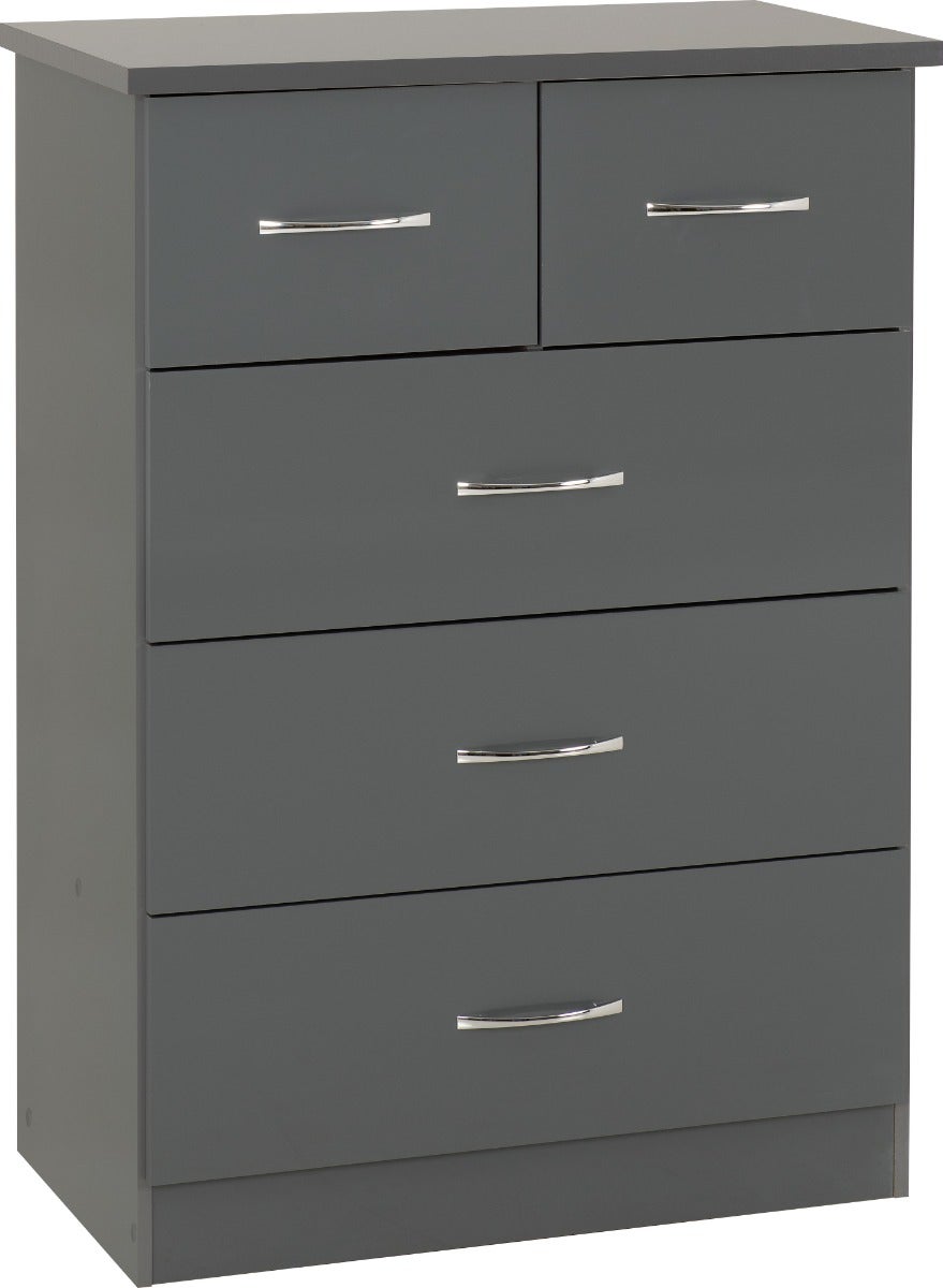 Nevada 3+2 Drawer Chest - Grey Gloss - view 2