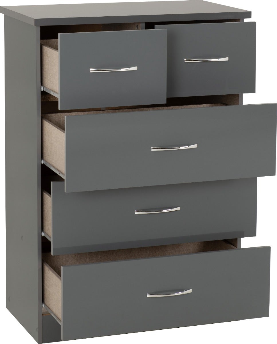 Nevada 3+2 Drawer Chest - Grey Gloss - view 3