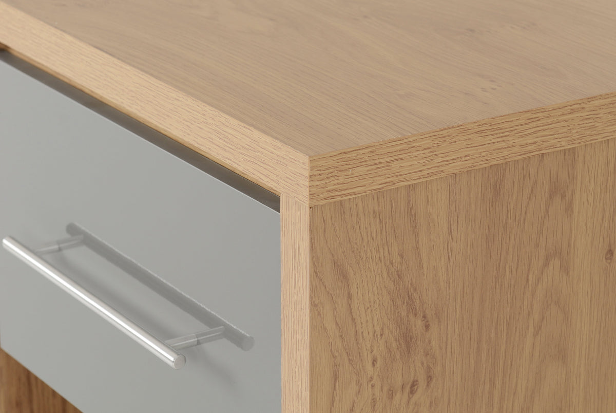 Seville 1 Drawer Bedside - Grey Gloss/Light Oak Effect Veneer - view 4