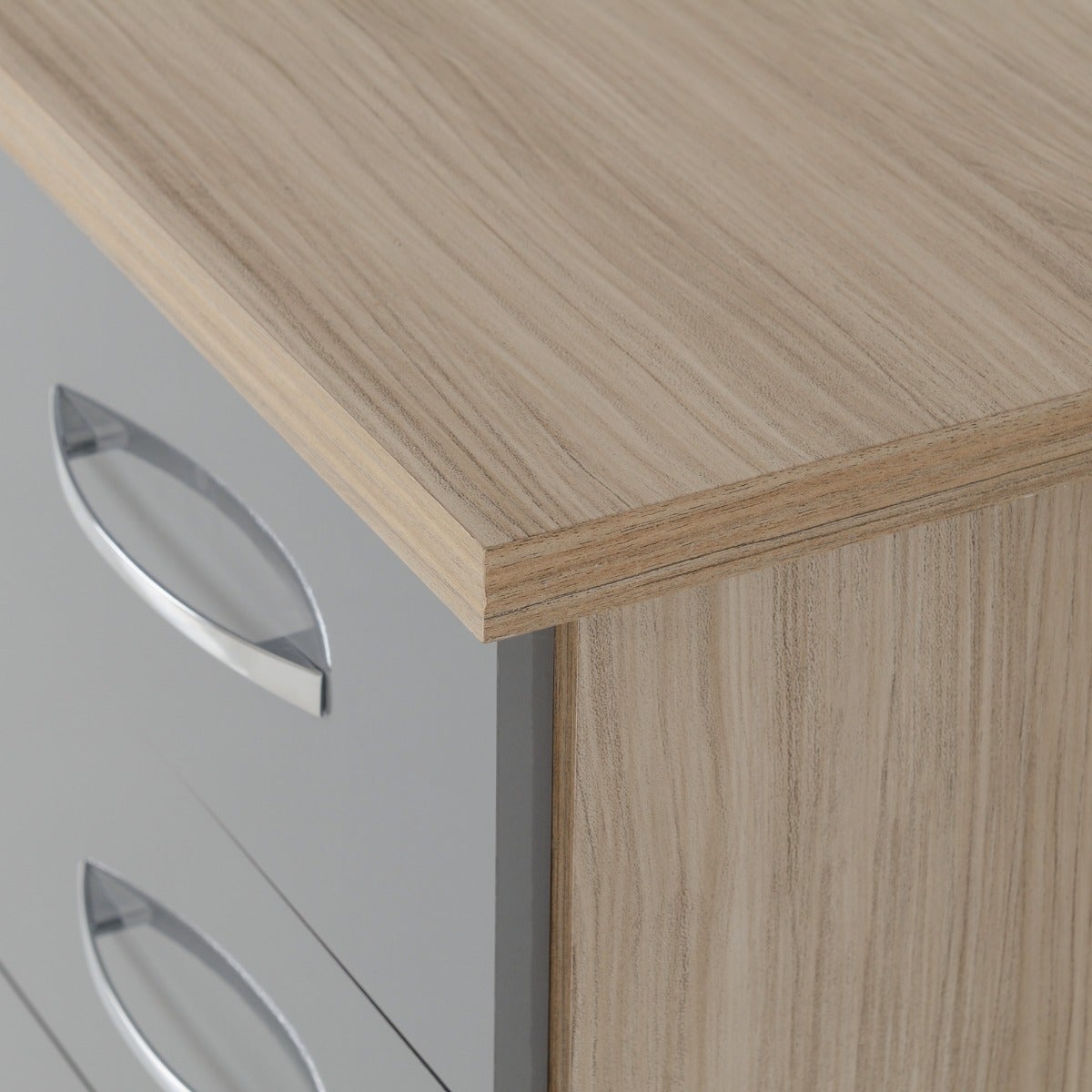Nevada 3 Drawer Bedside - Grey Gloss/Light Oak Effect Veneer - view 9