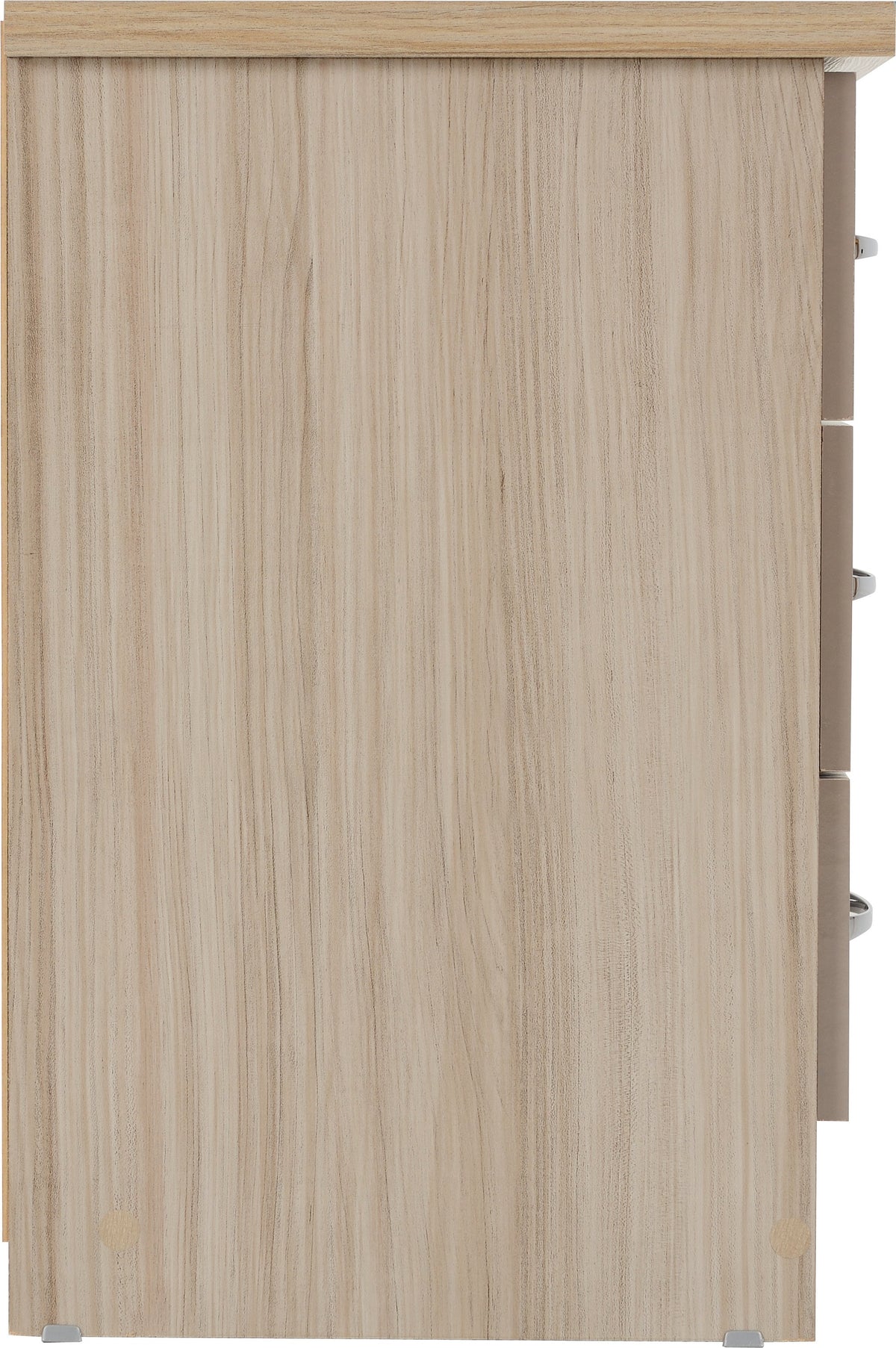 Nevada 3 Drawer Bedside - Oyster Gloss/Light Oak Effect Veneer - view 8