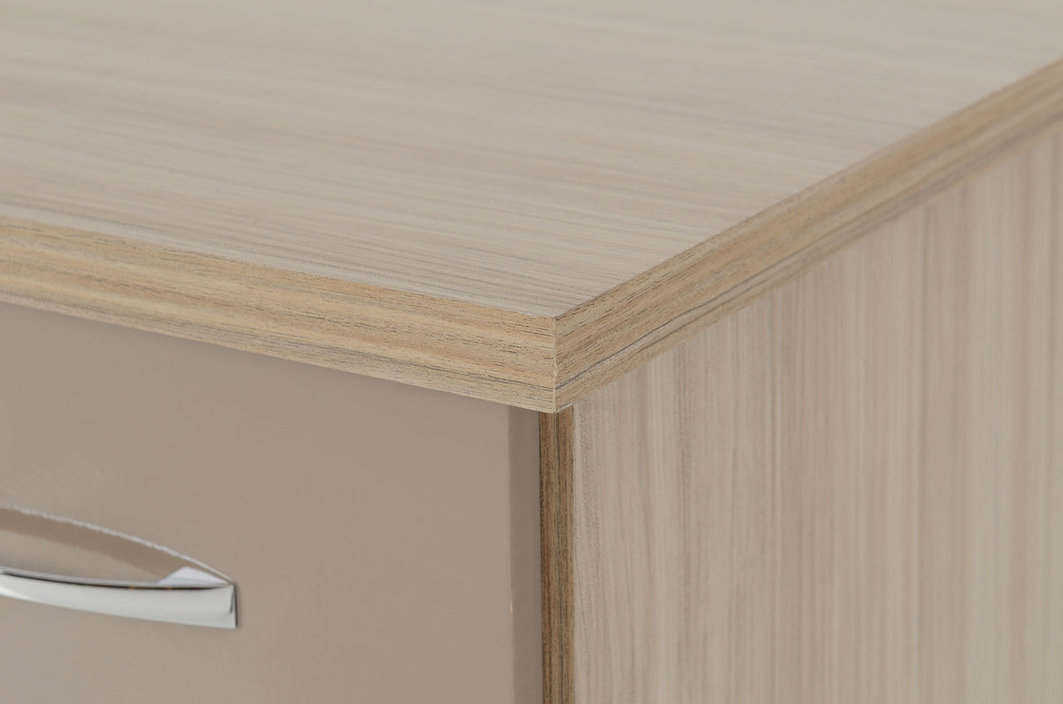 Nevada 3 Drawer Bedside - Oyster Gloss/Light Oak Effect Veneer - view 6