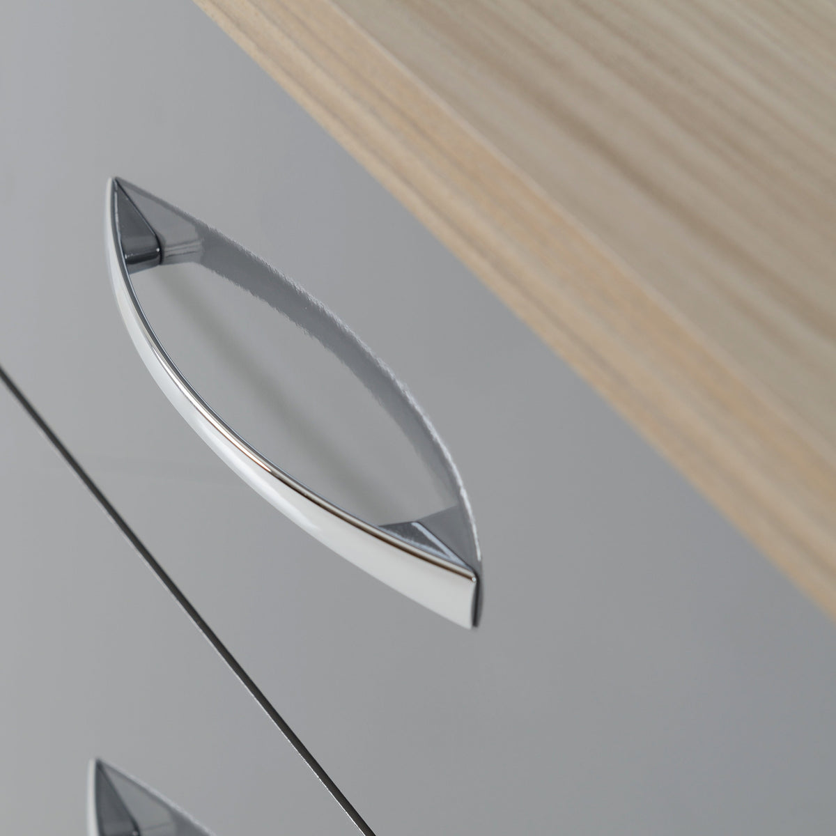 Nevada 2 Drawer Bedside - Grey Gloss/Light Oak Effect Veneer - view 4