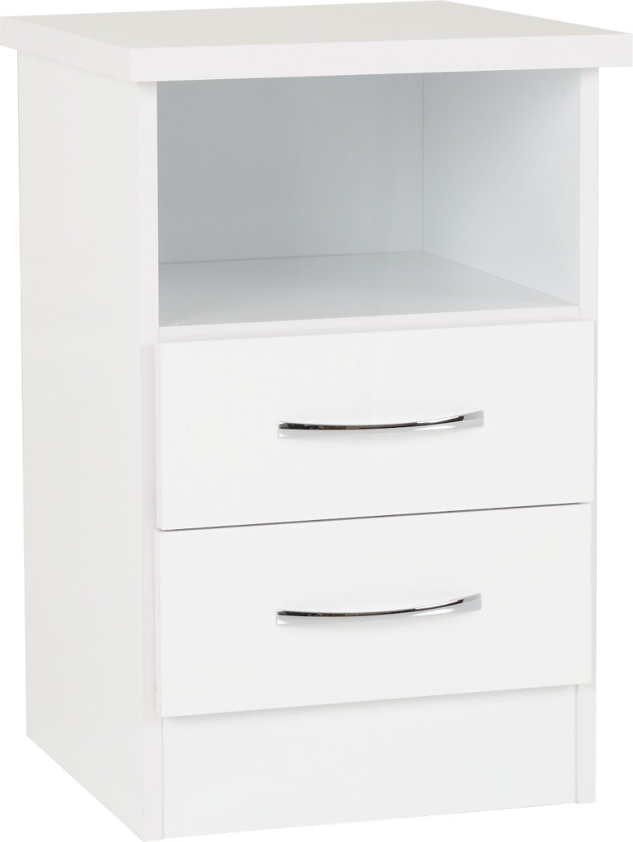 Nevada 2 Drawer Bedside - White Gloss - view 2