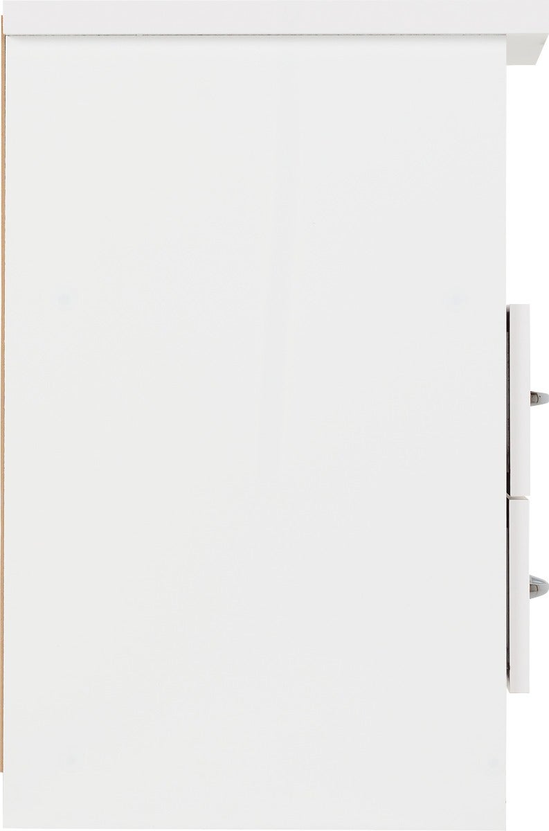 Nevada 2 Drawer Bedside - White Gloss - view 5