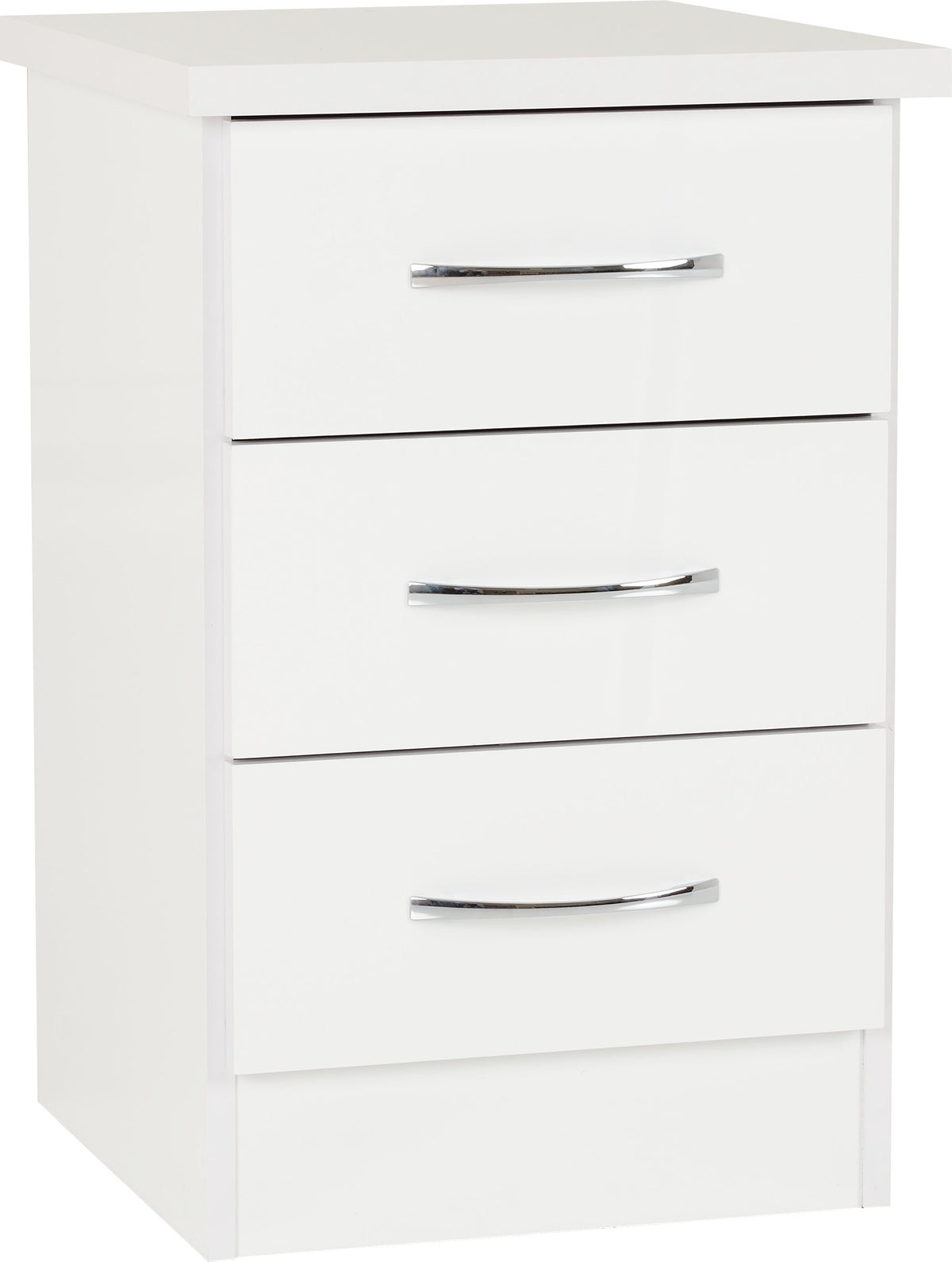 Nevada 3 Drawer Bedside - White Gloss - view 10