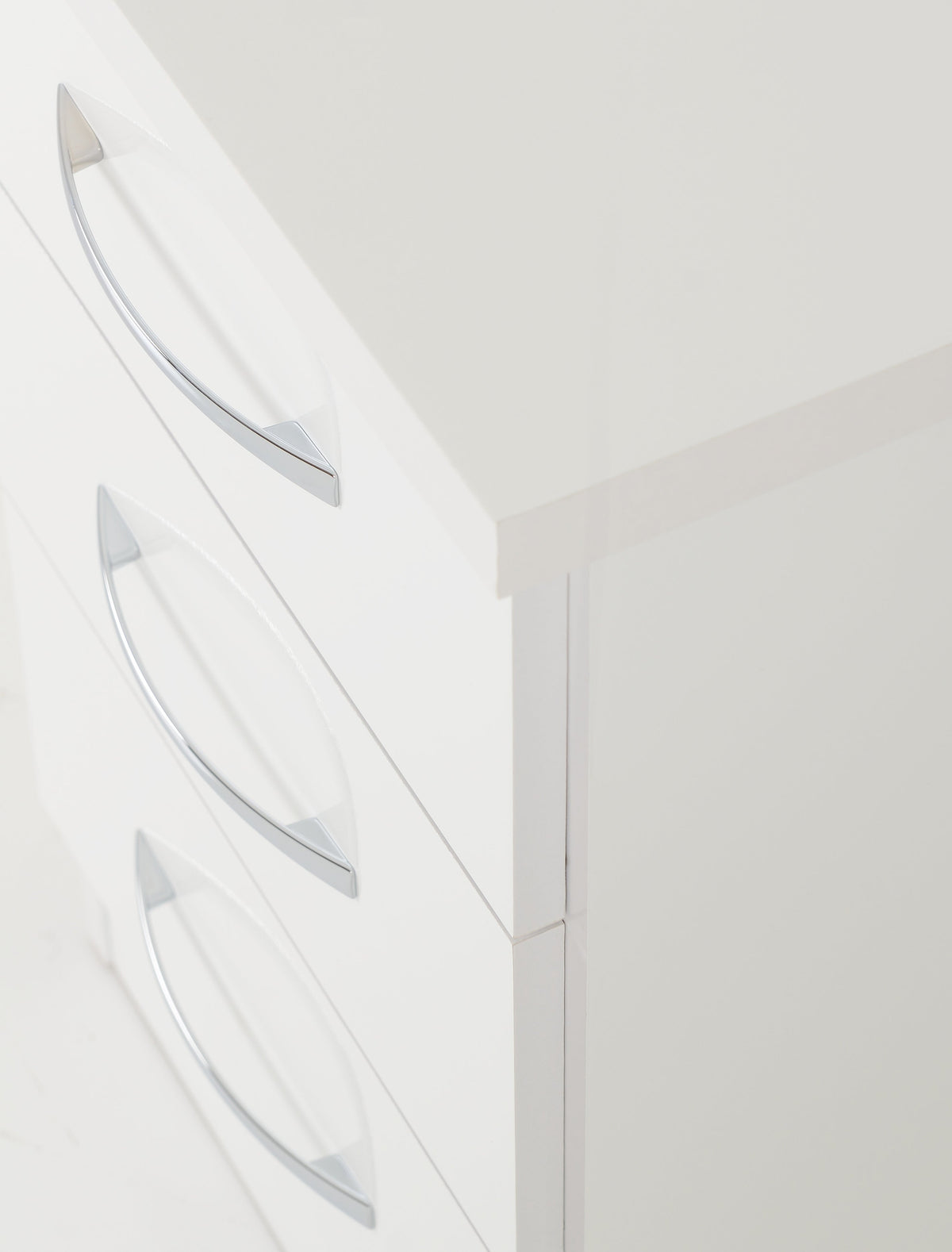 Nevada 3 Drawer Bedside - White Gloss - view 5