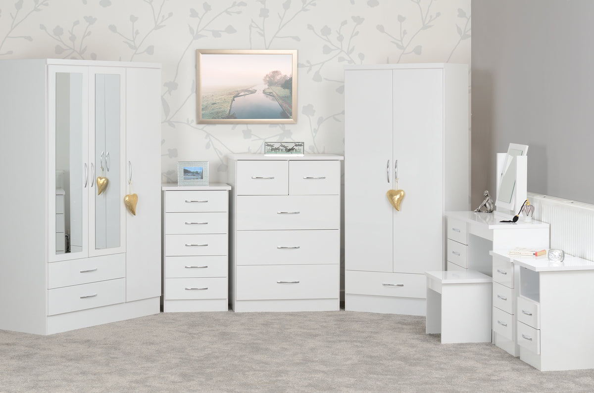 Nevada 3 Drawer Bedside - White Gloss - view 4