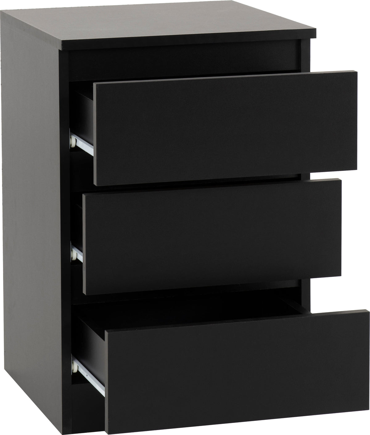 Malvern 3 Drawer Bedside - Black - view 10