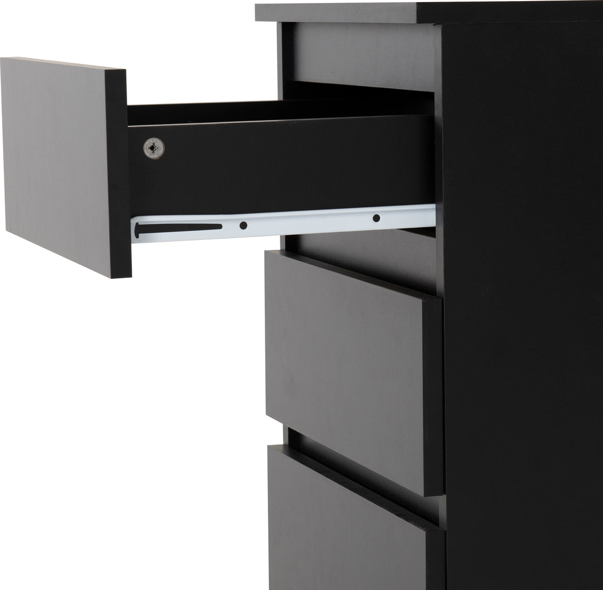 Malvern 3 Drawer Bedside - Black - view 6