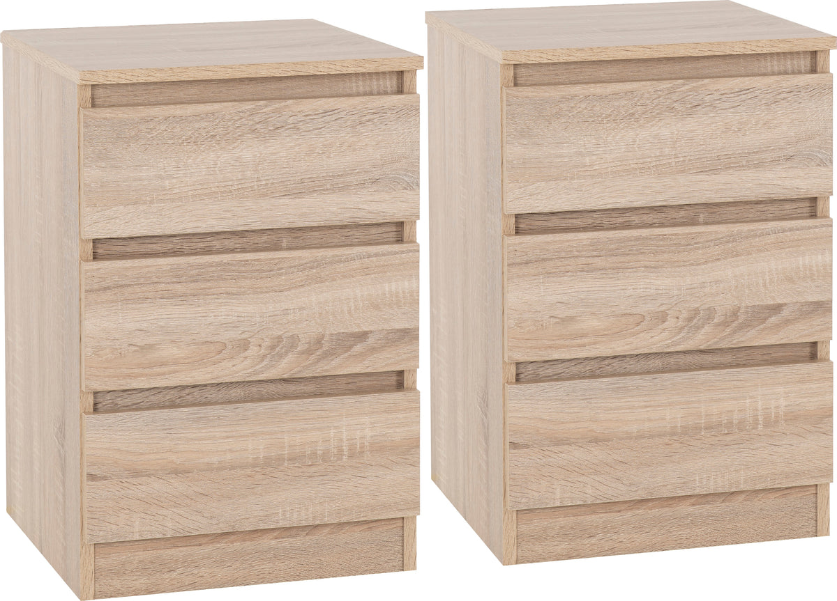 Malvern 3 Drawer Bedside X2 - Sonoma Oak Effect - view 21