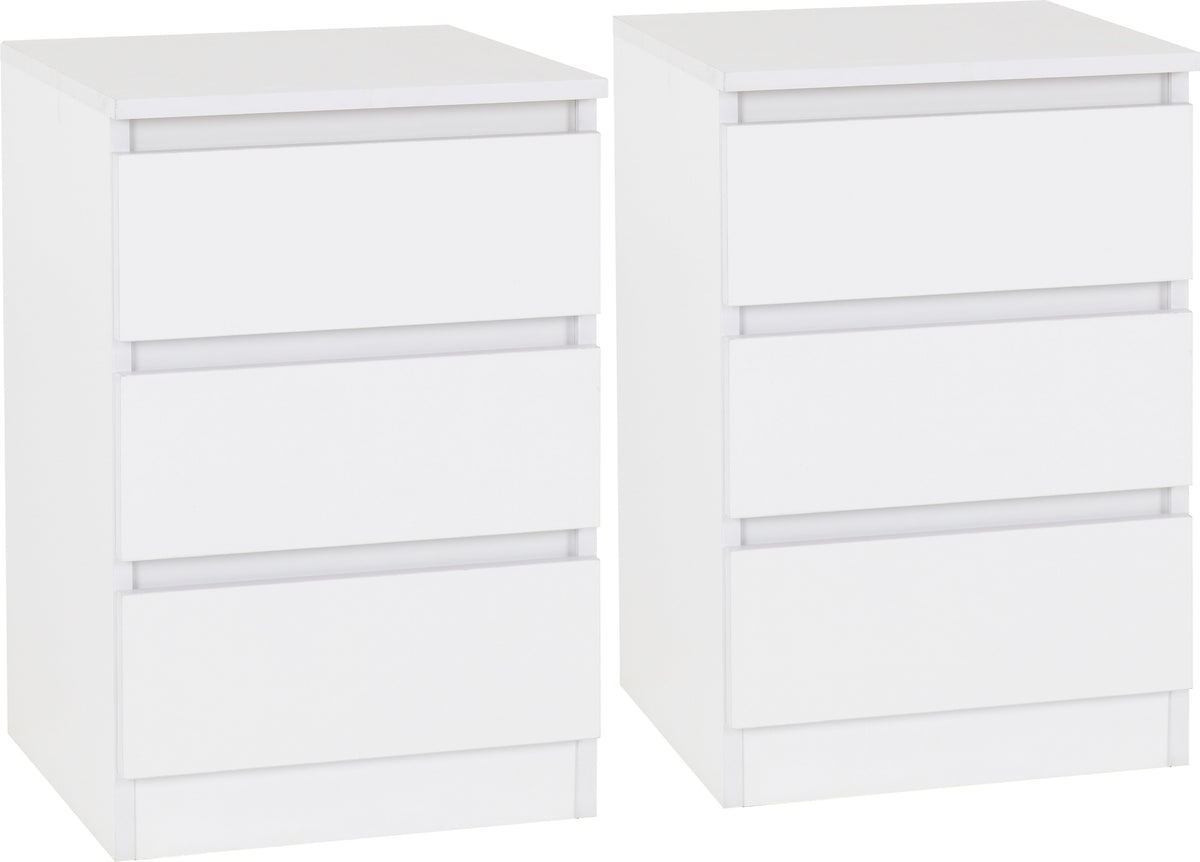 Malvern 3 Drawer Bedside X2 - White - view 11