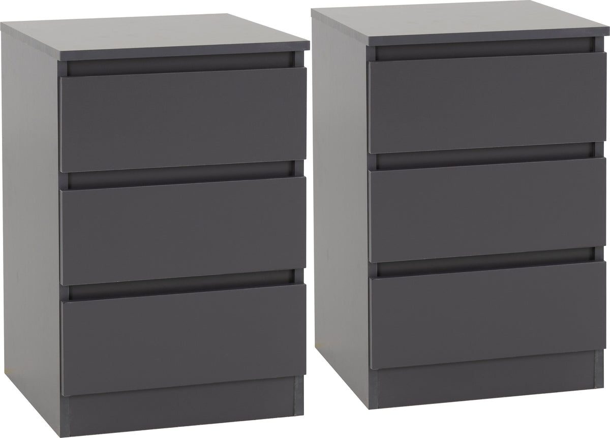 Malvern 3 Drawer Bedside X2 - Grey - view 11