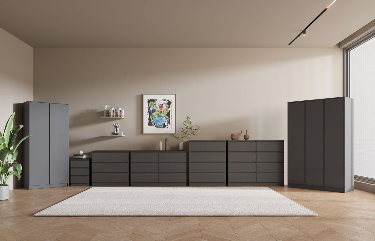Malvern 3 Drawer Bedside X2 - Grey - view 5