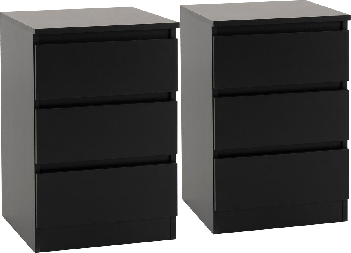 Malvern 3 Drawer Bedside X2 - Black - view 11