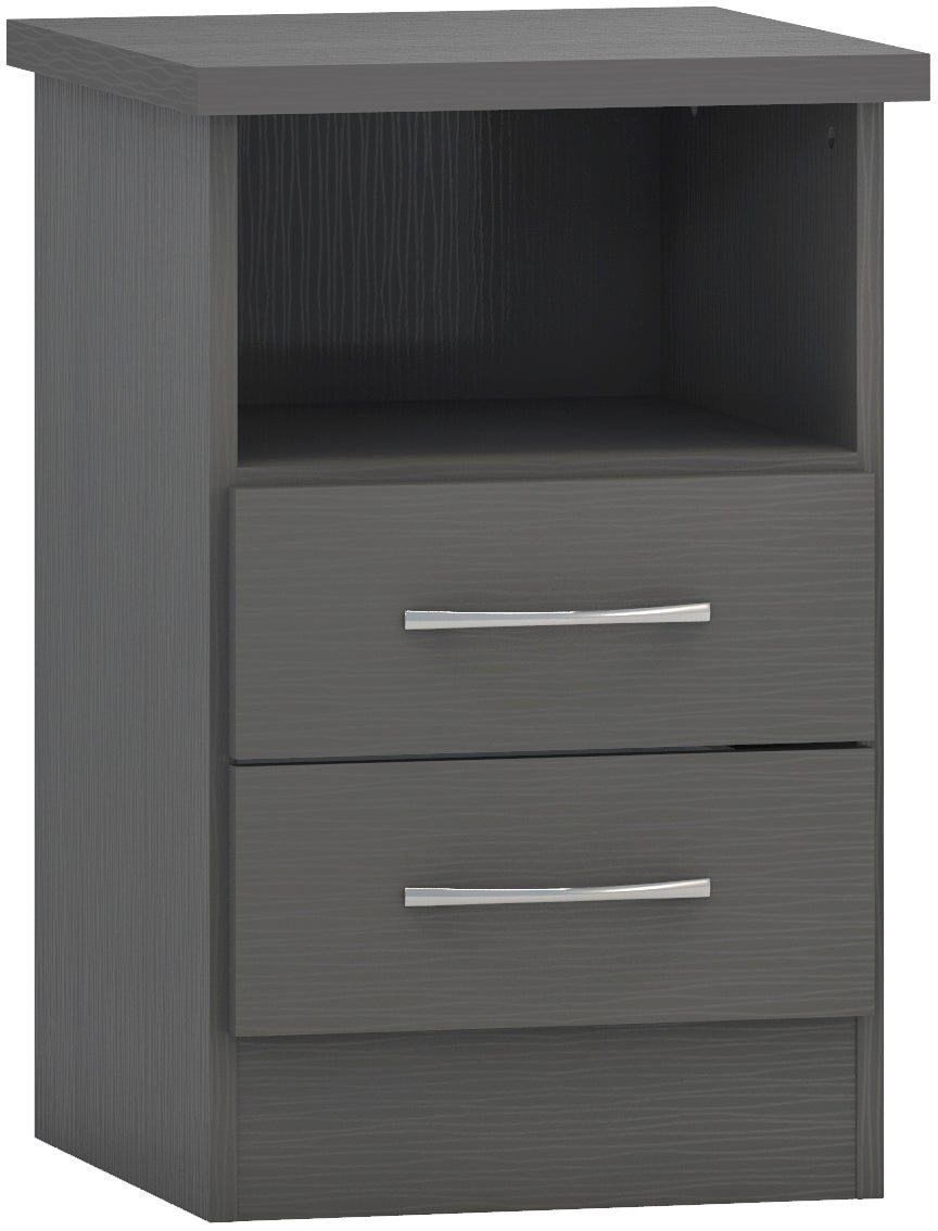 Nevada 2 Drawer Bedside - 3D Effect Grey - view 9
