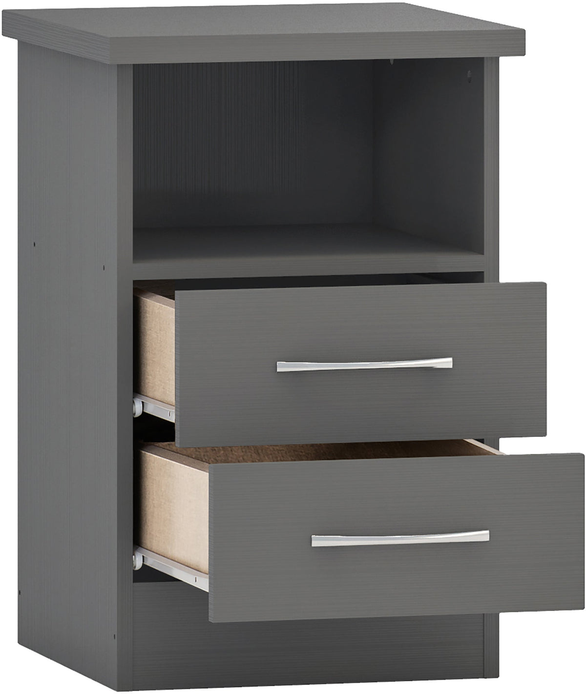 Nevada 2 Drawer Bedside - 3D Effect Grey - view 8