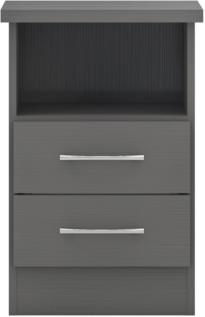 Nevada 2 Drawer Bedside - 3D Effect Grey - view 7