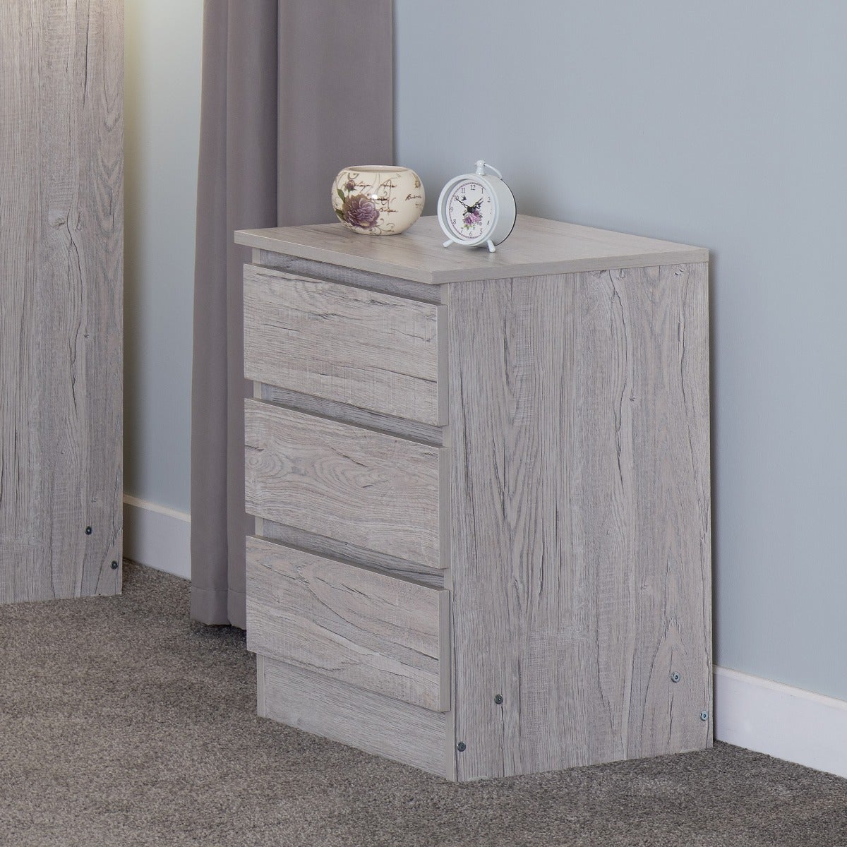 Malvern 3 Drawer Bedside - Urban Snow - view 8