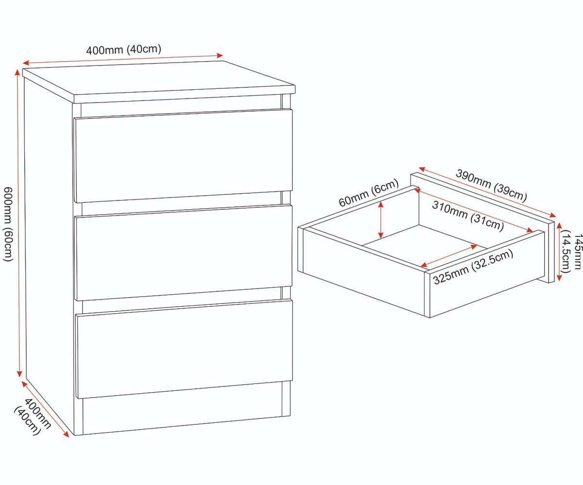 Malvern 3 Drawer Bedside - Urban Snow - view 10
