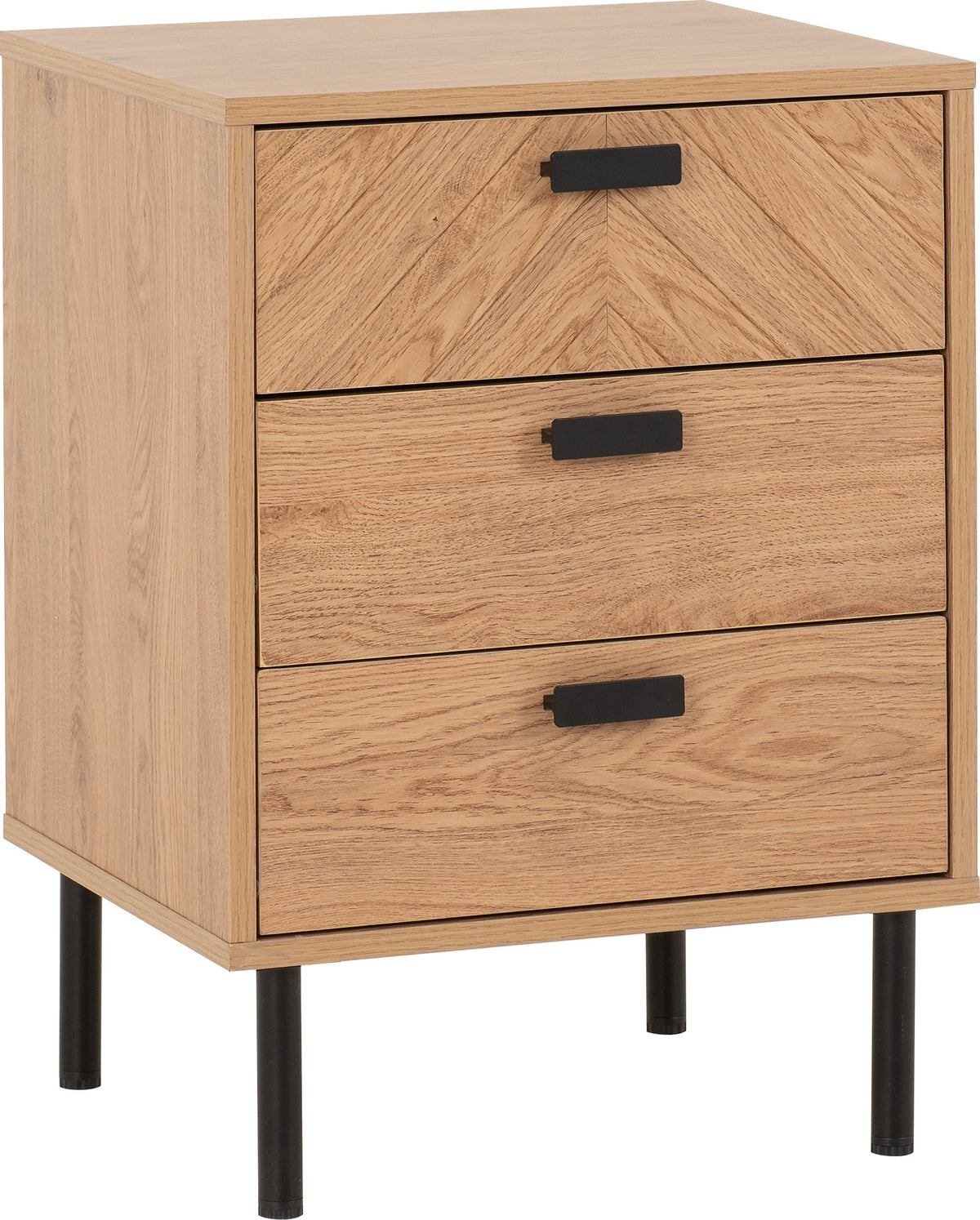 Leon 3 Drawer Bedside - Medium Oak Effect - view 11