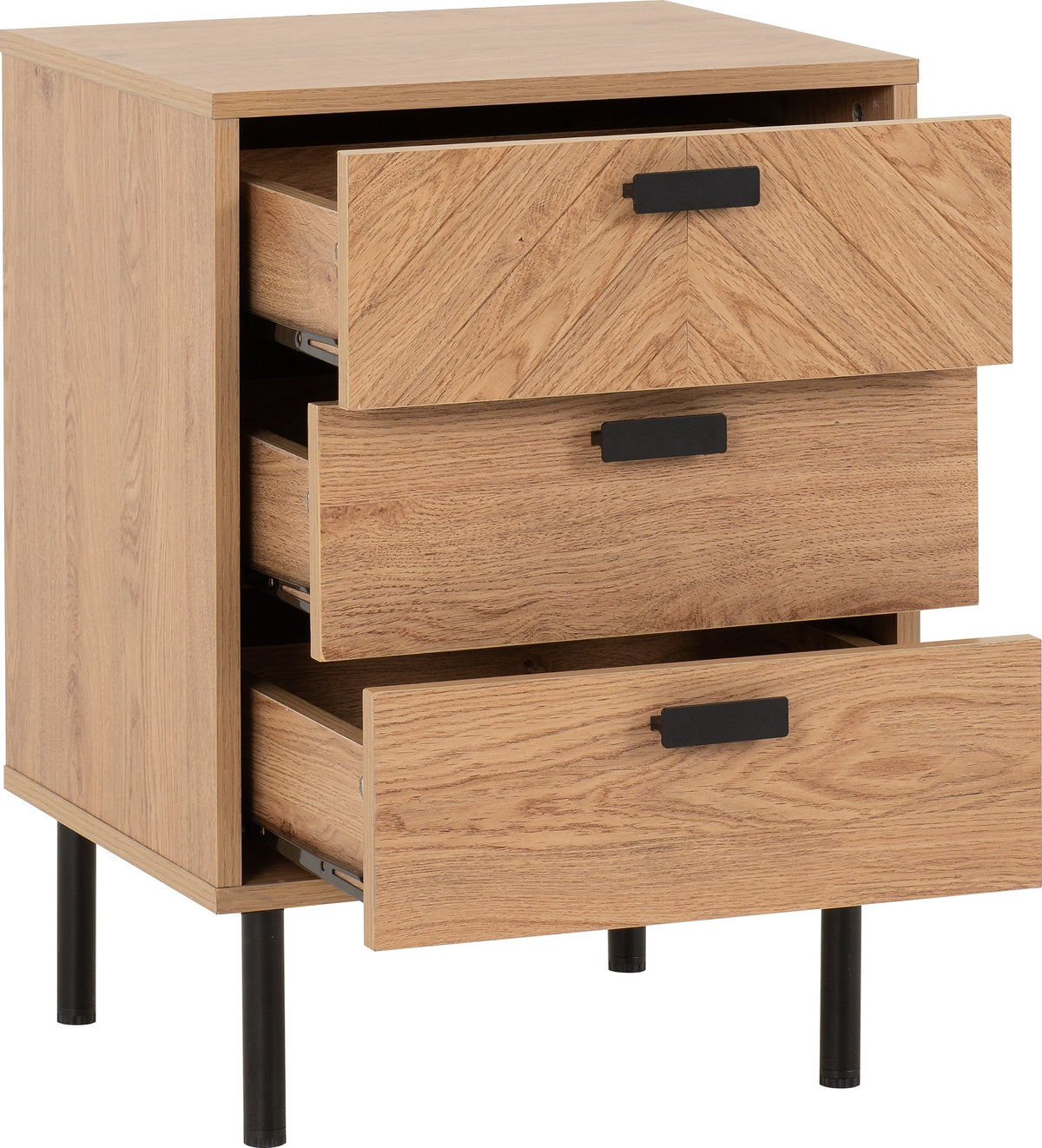 Leon 3 Drawer Bedside - Medium Oak Effect - view 10