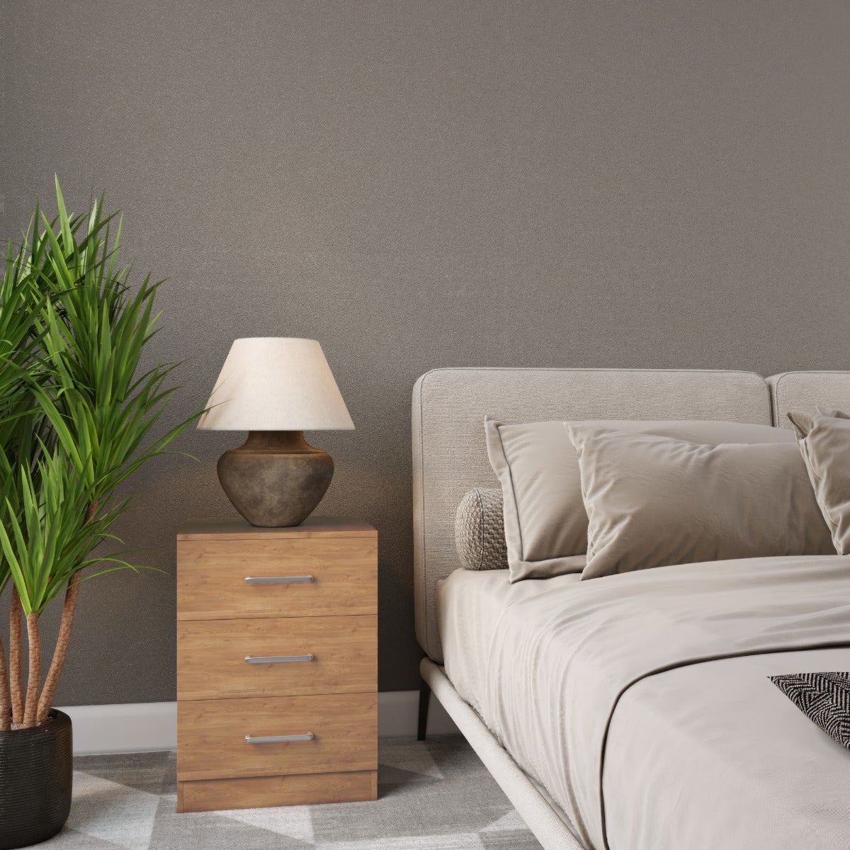 Dakota 3 Drawer Bedside - Oak Effect - view 8