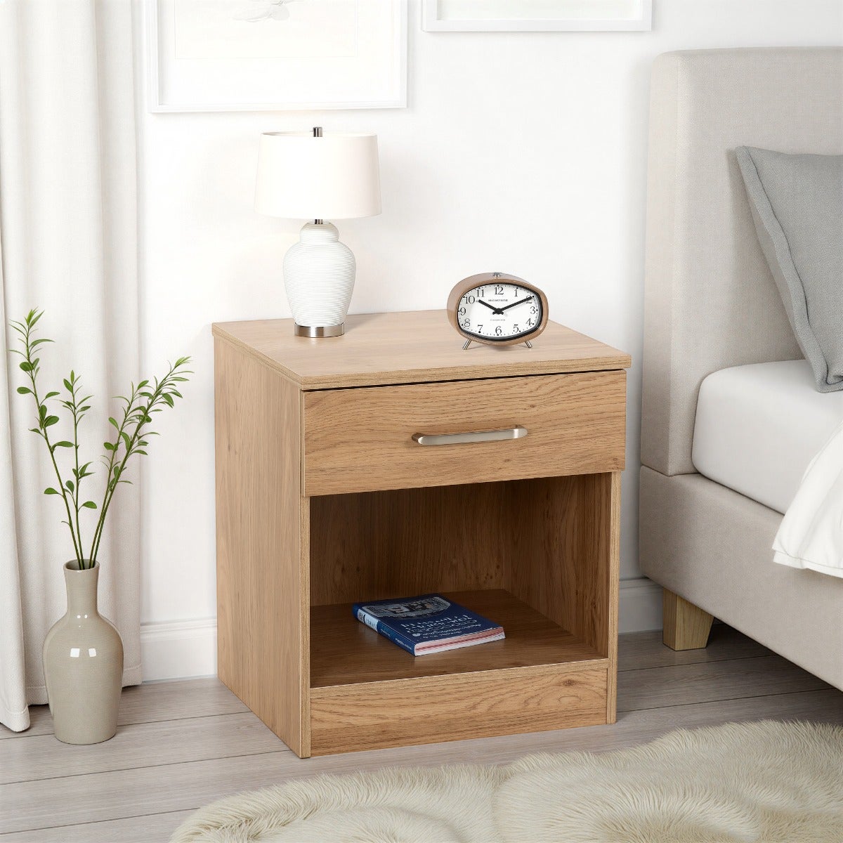 Dakota 1 Drawer Bedside - Oak Effect