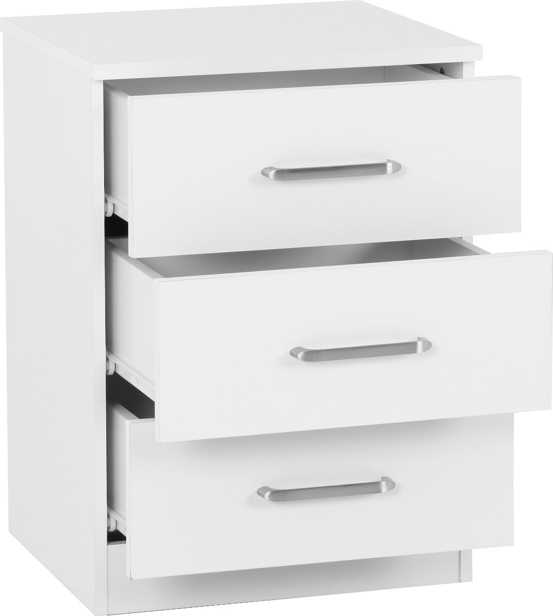 Dakota 3 Drawer Bedside - White - view 3