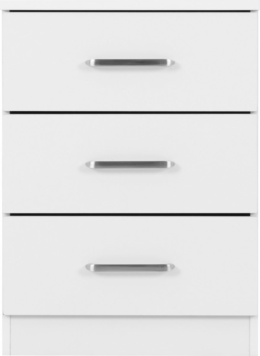 Dakota 3 Drawer Bedside - White - view 4