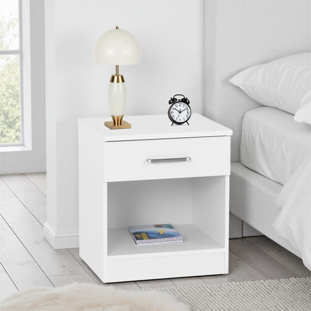 Dakota 1 Drawer Bedside - White