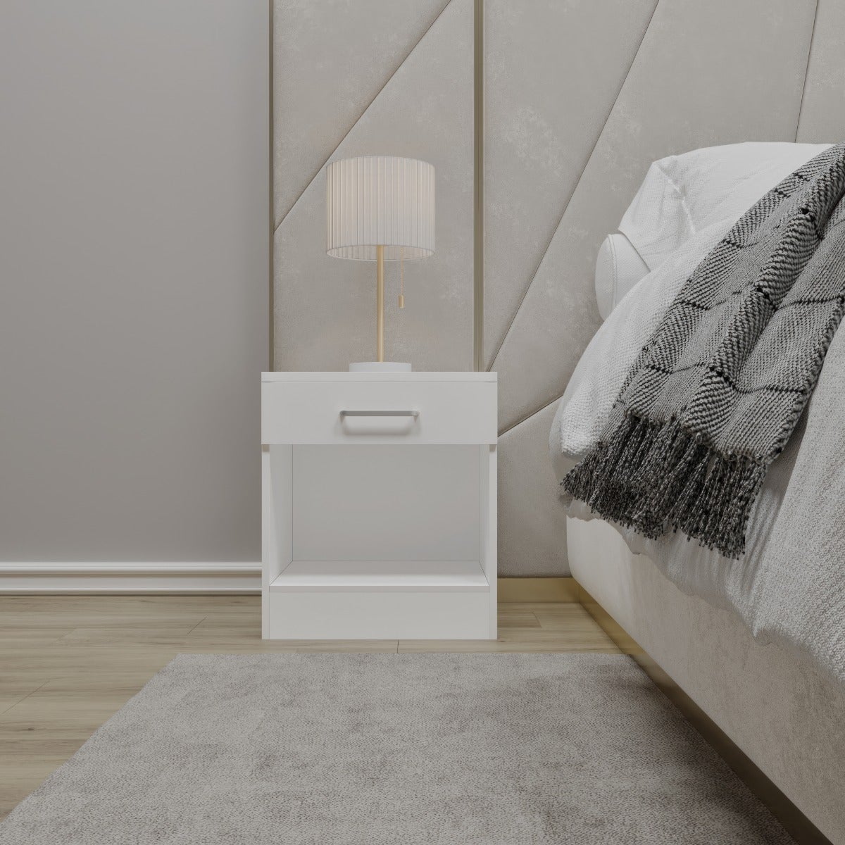 Dakota 1 Drawer Bedside - White - view 8